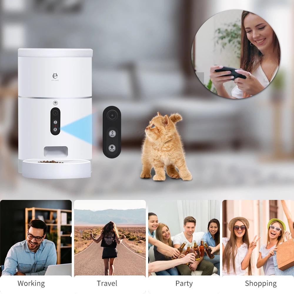 Smartpet Food Dispenser With Camera: App-Controlled Automatic Feeder For Dogs And Cats-0